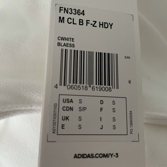Y-3 branded hoodie in white size small - Picture 11 of 12